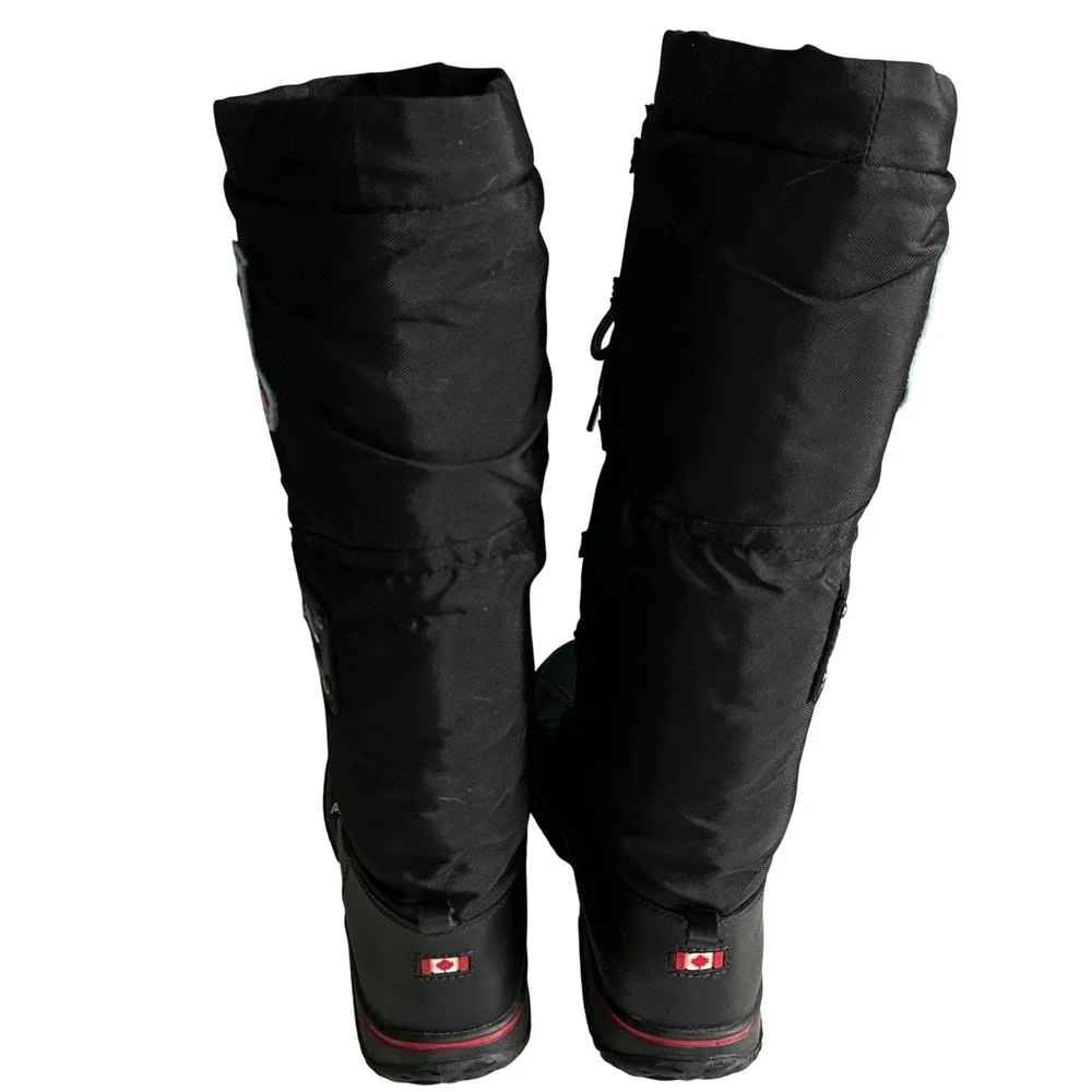 Pajar Tall Winter‎ Duck Snow boots Women EUR 39 US 7 - 7.5 Black Lace up Sherpa
